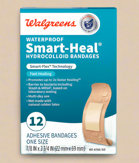 Walgreens Smart-Heal® Waterproof Hydrocolloid Bandages – 12 Count (5-Pack Bundle)