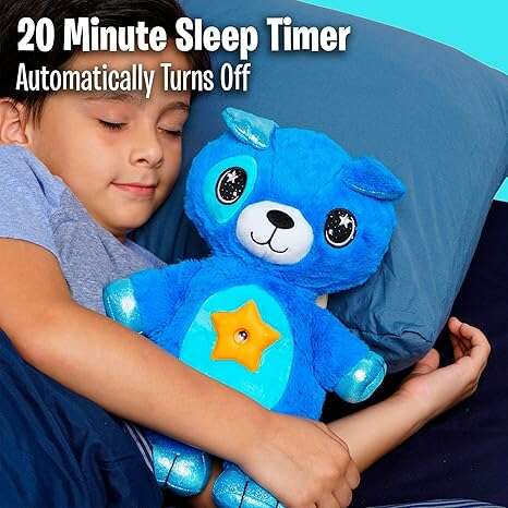 Star Belly Dream Lites, Stuffed Animal Night Light, Cuddly Blue Puppy - Projects Glowing Stars & Shapes in 6 Gentle Colors, As Seen on TV - COLO