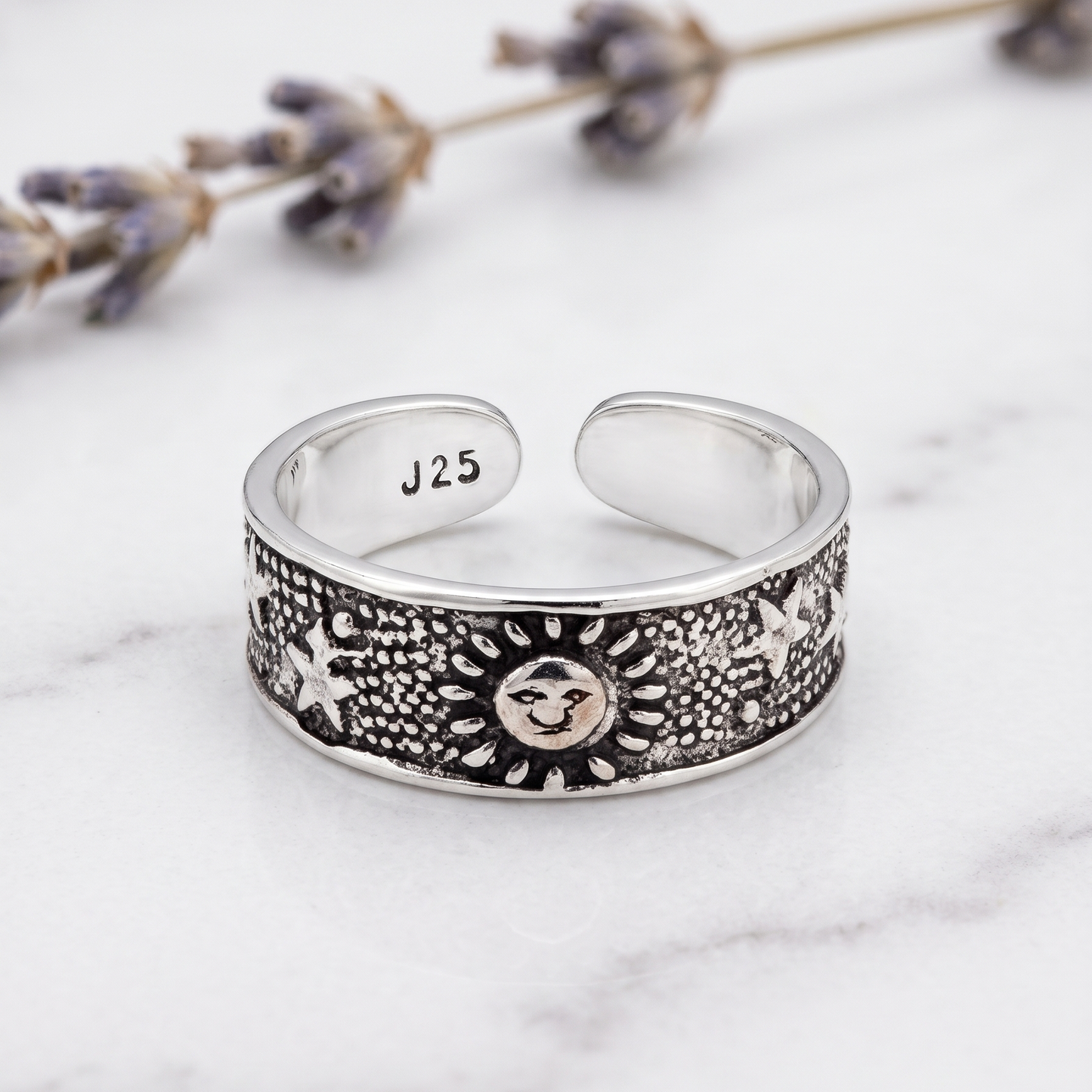 STERLING SILVER ANTQUE SUN Toe/Midi Ring .925