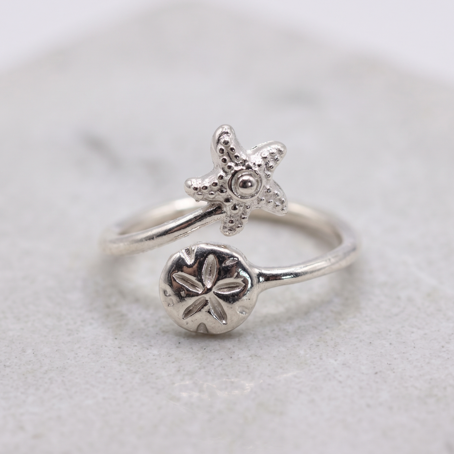 Silver SANDOLLAR and STAR Toe/Midi Ring