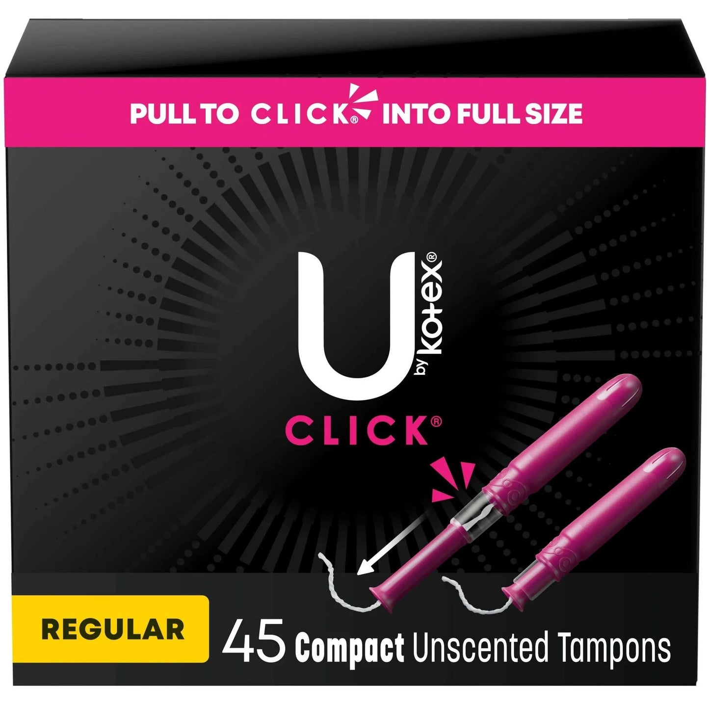 U by Kotex Click Compact Multipack Tampons, Regular, Unscented, 45 Count - COLO