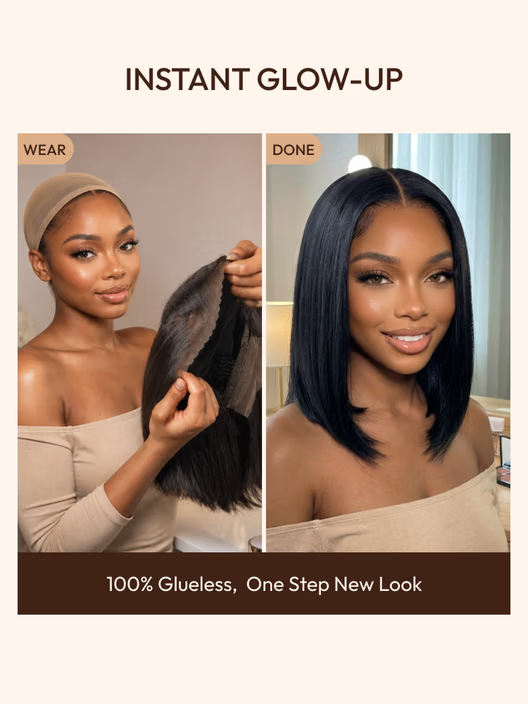 UNice 7x5 Bye-Bye Knots Glueless Lace Bleached Knots Pre Layered Bob With Drawstring Wig
