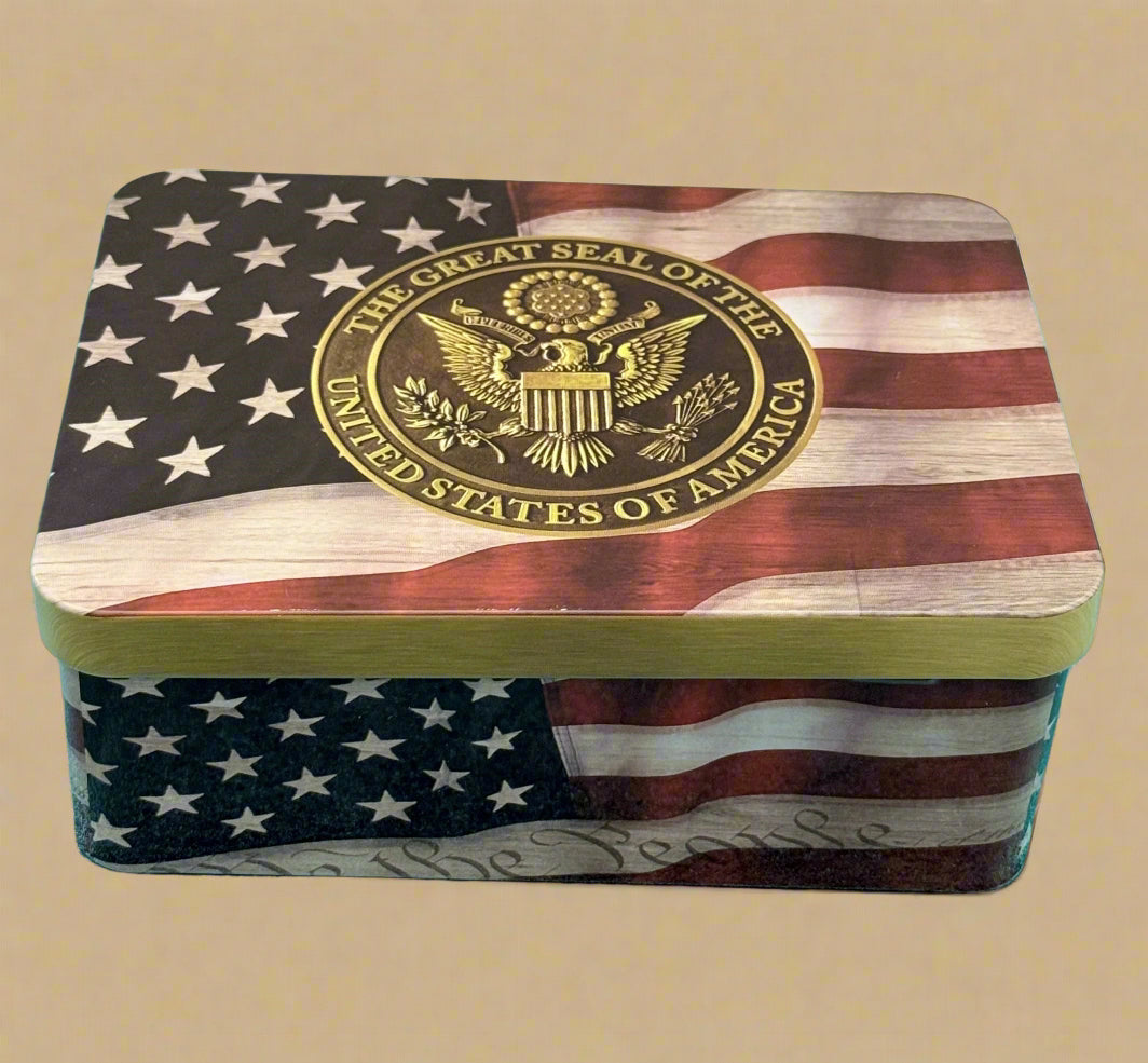 USA Flag Large Tin Box