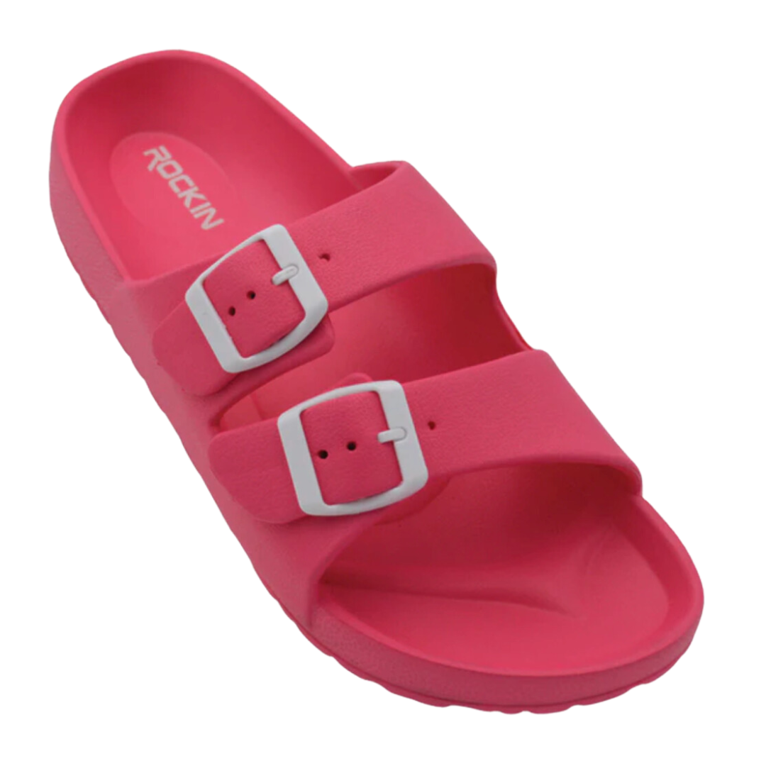 Huntington Buckle Slides- Coral