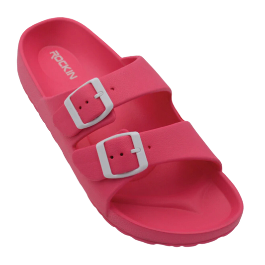 Huntington Buckle Slides- Coral