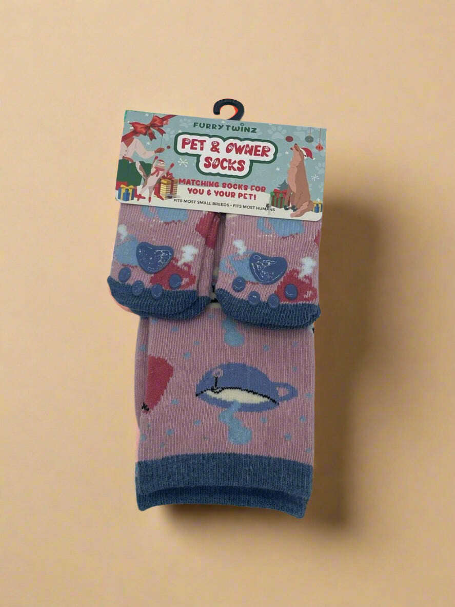 Coffee Cups Matching Pet & Owner Socks – Cozy Up, Caffeinated Style! - COLO