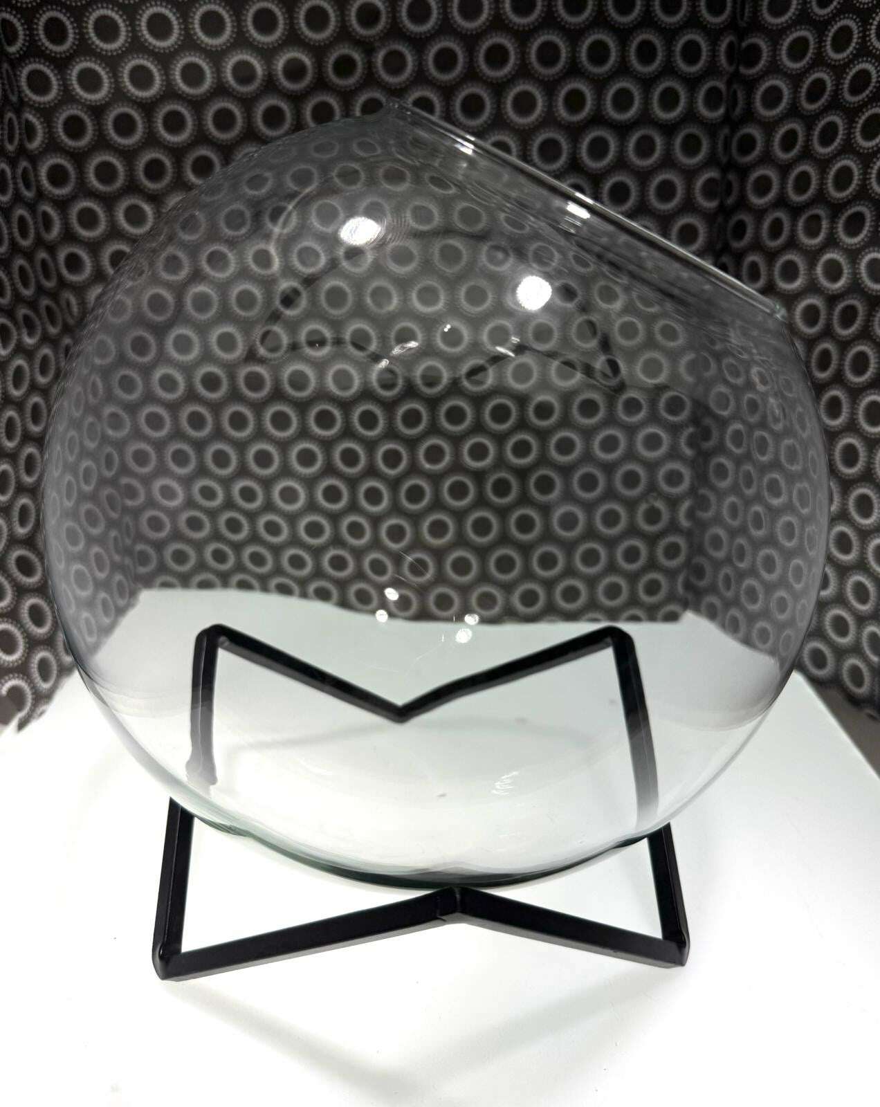 Large Round Flower bowl in Glass with black Stand - COLO
