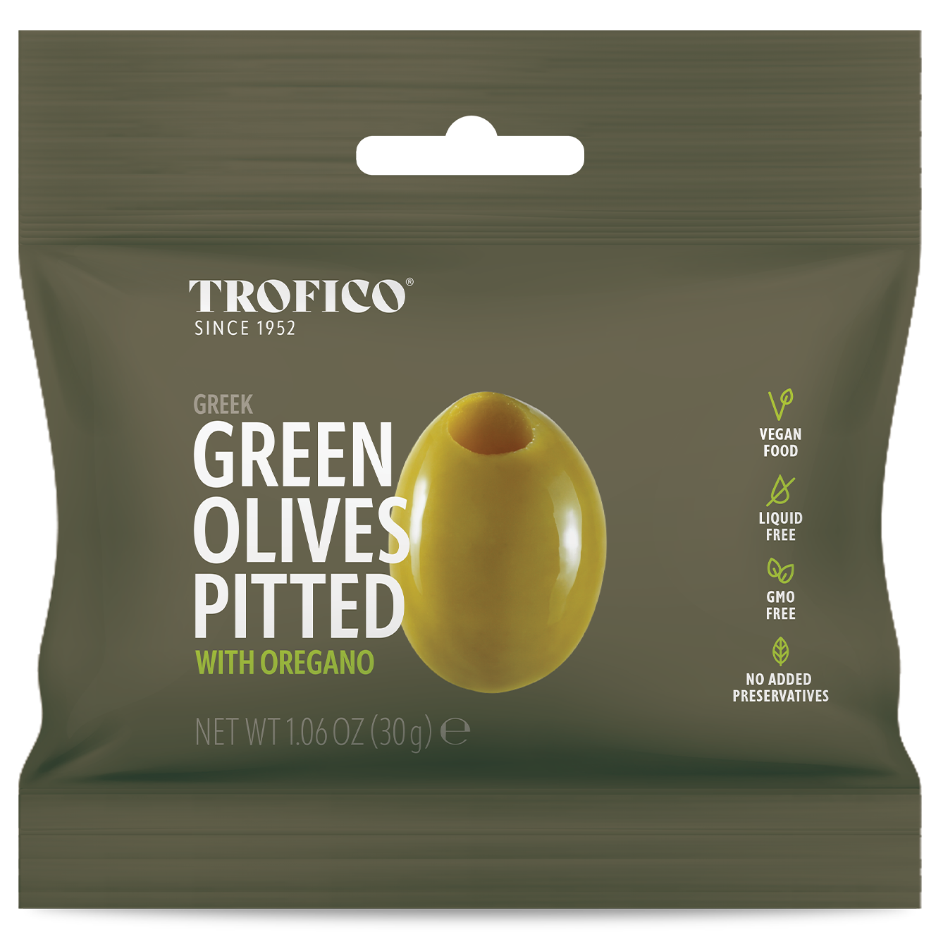 Trofico Greek Green Pitted Olives with Oregano