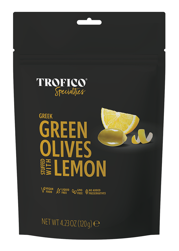 Trofico Greek Green Olives Stuffed with Lemon – 120g