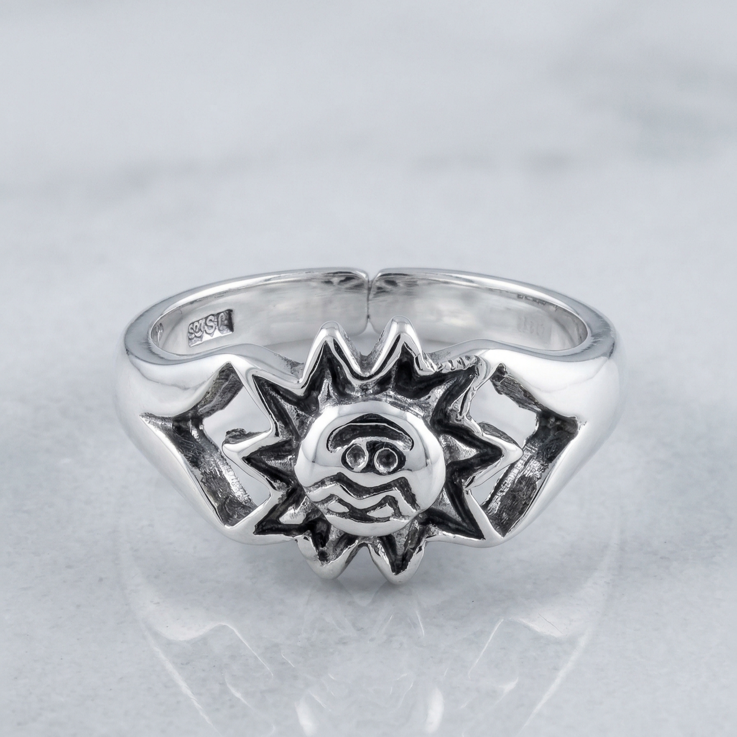 SILVER SUN FACE Toe/Midi Ring