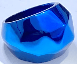 FASHION Blue Plated Faceted Done Ring in Box - COLO
