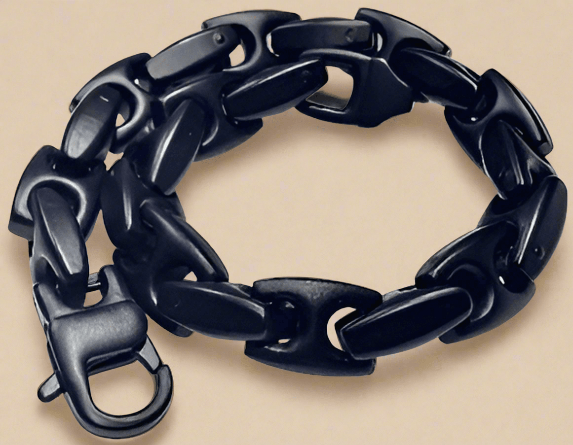 Fashion Black Link Matte Finish Bracelet 8" - COLO