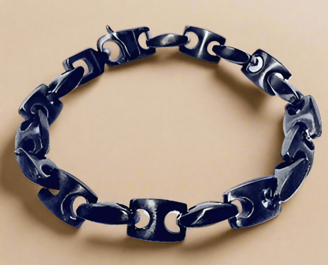 Fashion Brushed Hematite H-Link Bracelet 9" - COLO