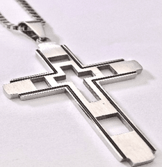 JEWLRY FASHION STST Cut Out Cross with Box Chain 22" - COLO
