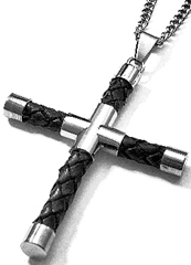 JEWLRY FASHION RUBBERAND STAINLESS STEEL CROSS with 22" CURB CHAIN cross is 2.75 - COLO
