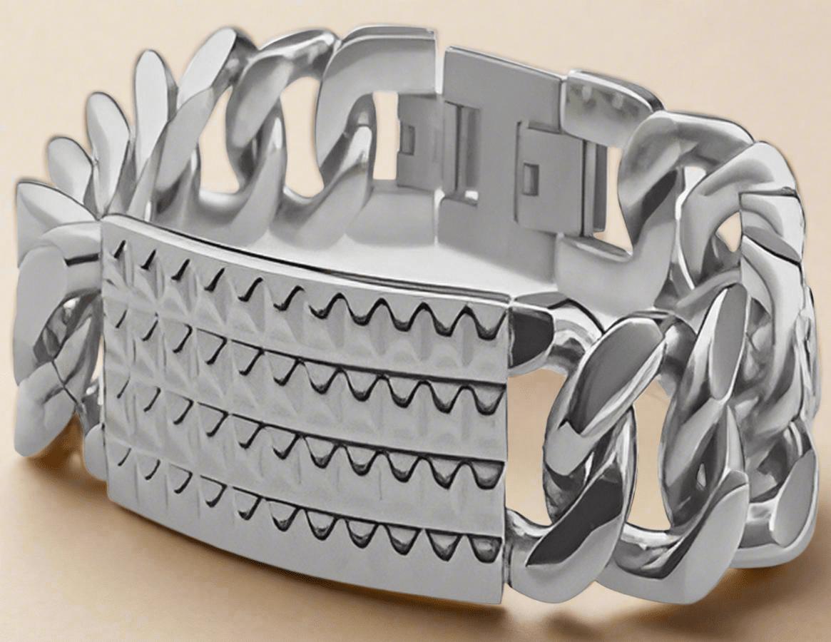 Fashion Pyramid Pattern ID Curb Link Bracelet 8.5" - COLO