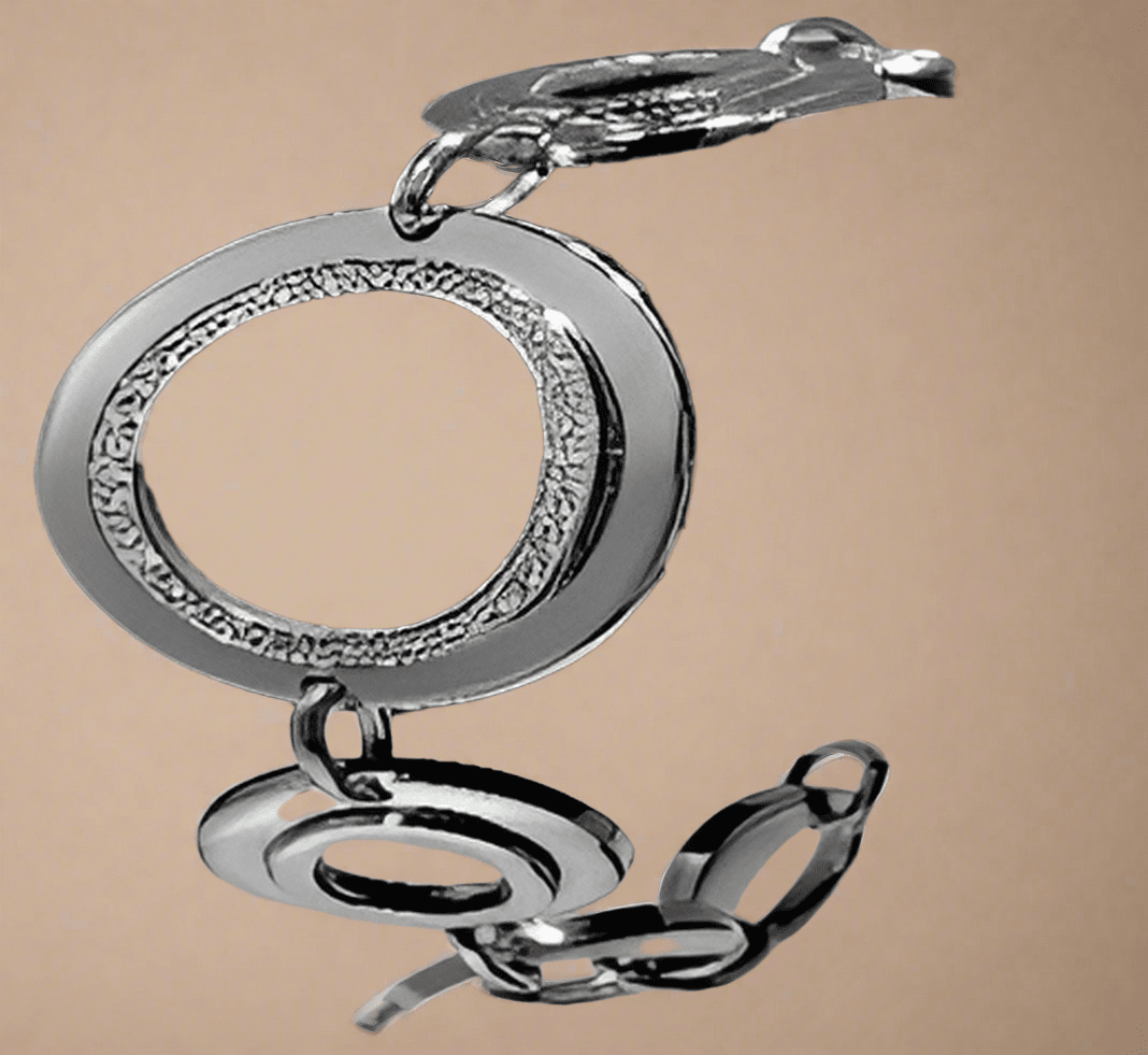Fashion Wide O Link Bracelet with Crystal 7" - COLO