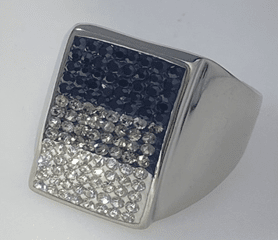 FASHION Crystal Black Grey and White Stones Rect Ring - COLO