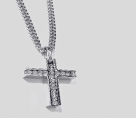 JEWLRY FASHION CRYSTAL CLEAN CROSS with 24" CURB CHAIN cross is 1.5 inch - COLO