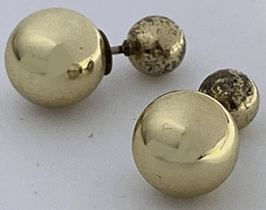 JEWELRY FASHION 10mm Gold Plated Polish 2 Slided Bal Earring in Box - COLO
