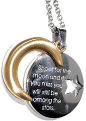 FASHION Stainless Steel Shoot for the Moon Pendant with 20" Curb Chain - COLO