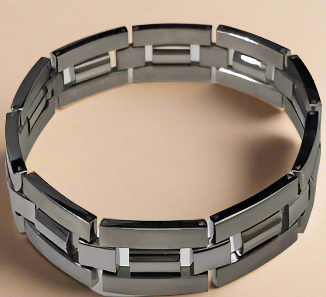 Fashion Brushed and Bright Finish with Barrels Bracelet 8.5"