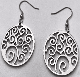 JEWELRY FASHION WHITE GOLD PLATED CIRCLE with FILGREE inside with FISH HOOK EARRING - COLO