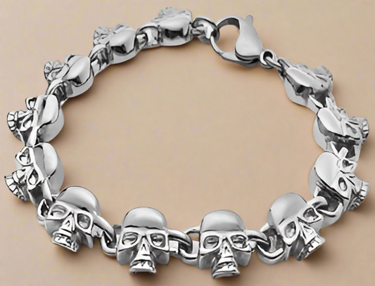 Fashion Skull Link Bracelet 8.5"