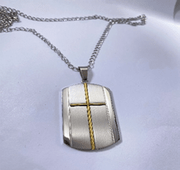 Jewelry Fashion Two-Tone Stainless Steel Cross Pendant Necklace - COLO