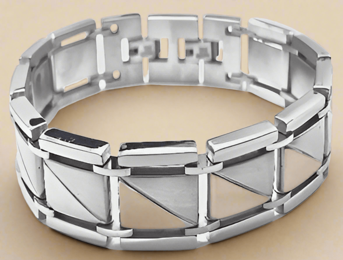Fashion Brushed & Bright Finish Bracelet 8.5" - COLO