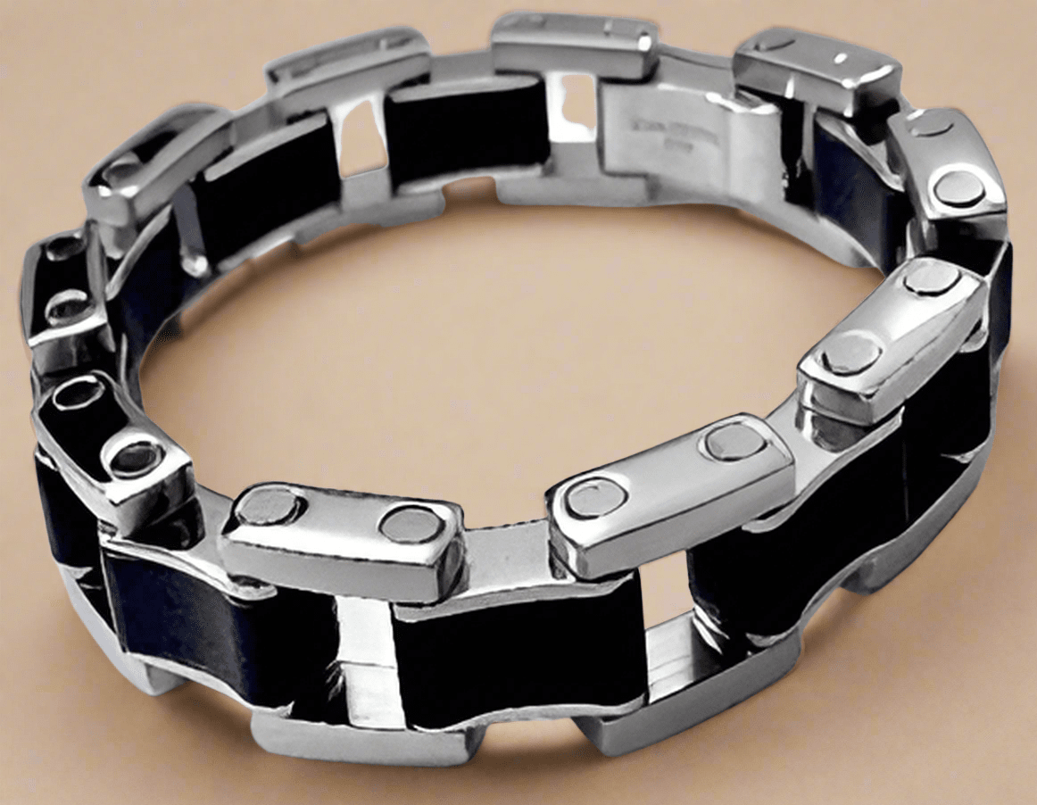 Fashion Stainless Steel with Rubber Men Bracelets 8.5" - COLO