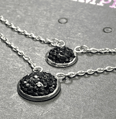 Fashion Black Gem Double Layer Pendant in Box - COLO