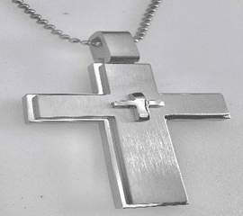 JEWELRY FASHION Three Layer Cross Polish and Satin with Ball Chain 24" - COLO