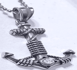 Fashion White Crystal Anchor Pendant with 24" Ball Chain - COLO