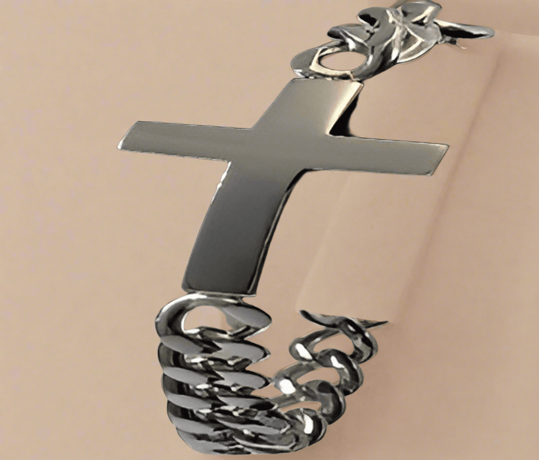 Fashion Bracelet WITH Cross ID Section 8.5" - COLO