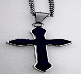 JEWLRY FASHION SILVER Black IP CROSS PENDANT with 24" CURB CHAIN cross is 1.75 inch - COLO