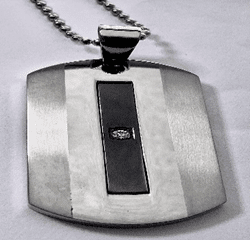 Fashion Black IP and CZ Dog Tag with Ball 22" Chain - COLO