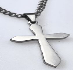 JEWLRY FASHION SILVER IP CROSS PENDANT with 24" CURB CHAIN cross is 1.75 inch - COLO