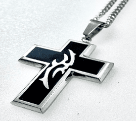 JEWELRY FASHION Pendant with Tribal Patten and Black Enmel Full on a 24" curb Link Chain - COLO