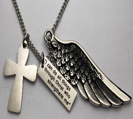 FASHION Angel Wingcross QUOTE Pendant 24" Curb Chain