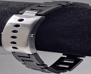 Fashion Black H Link with Rect Silver Matte Plated Bracelet 8.5" - COLO