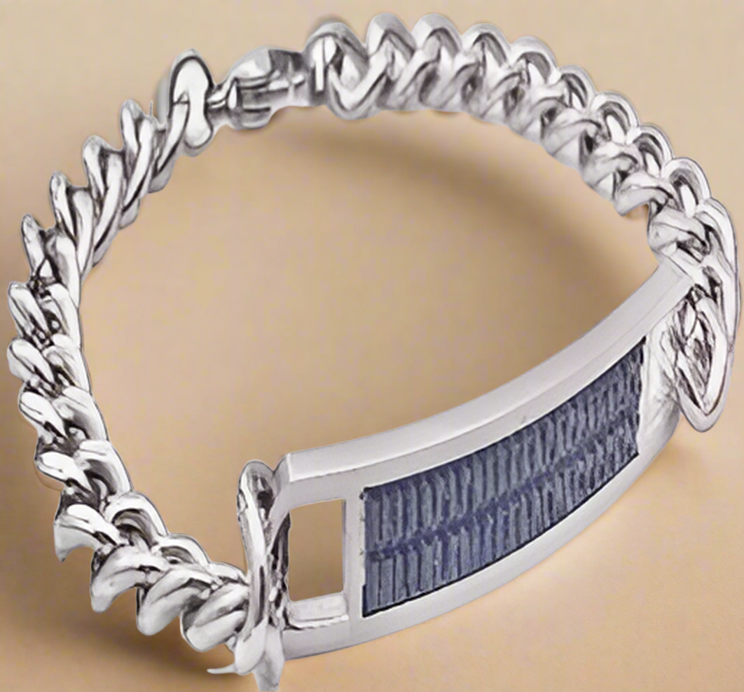 Fashion Pyramid Pattern ID Curb Link Bracelet in Box 8.5"