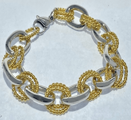 FASHION Gold Rope Rounds and Silver Polish Link 20" - COLO