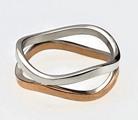 FASHION Wave Ring in Rose IP and Silver Plated Ring - COLO