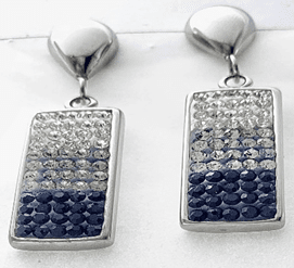 JEWELRY FASHION BLACK CRYSTAL GRAY AND WHITE PENDANT EARRING - COLO