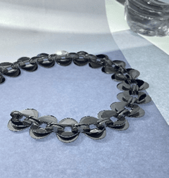 FASHION Black High Polish Flat Disk Necklace 20" - COLO