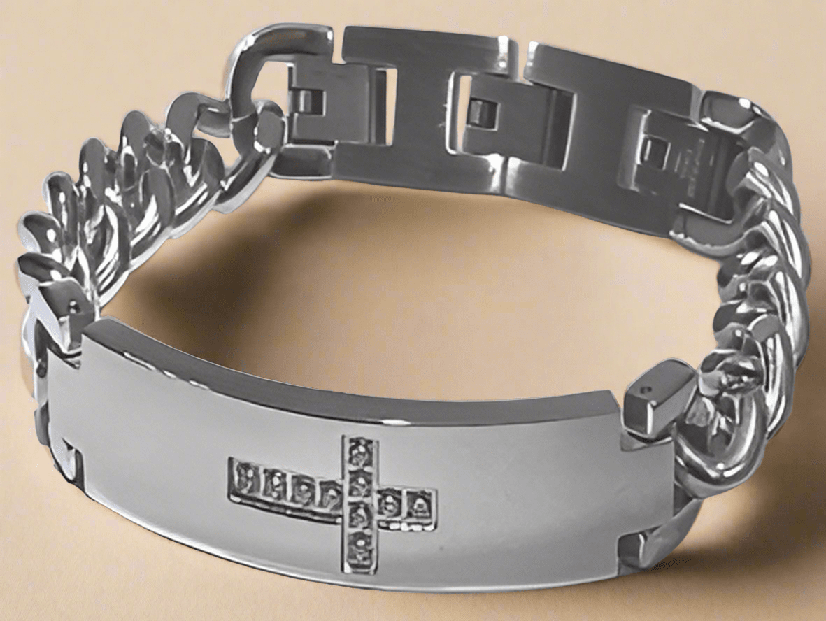 Fashion Black and Designer ID Link Bracelet 8.5" - COLO
