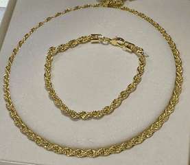 FASHION 18k Gold Electroplated Rope Chain 5mmand Bracelets Set with Box - COLO