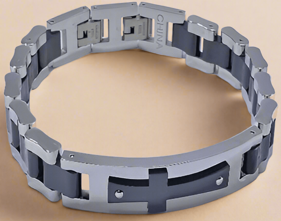 Fashion Bracelet with Black IP Cross Section 8.5" - COLO