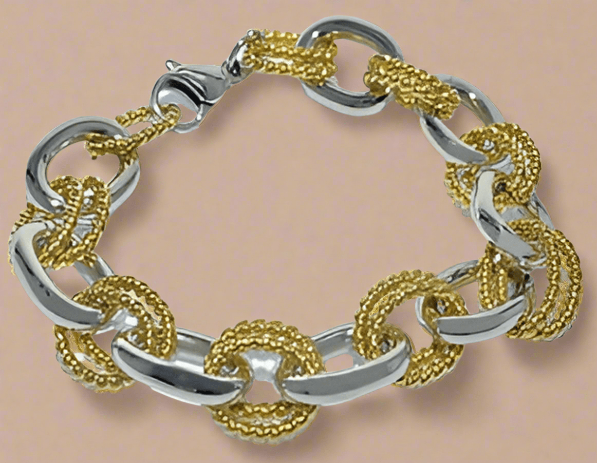 Fashion Gold Rope and silver Plated Link Bracelet 7.5" - COLO